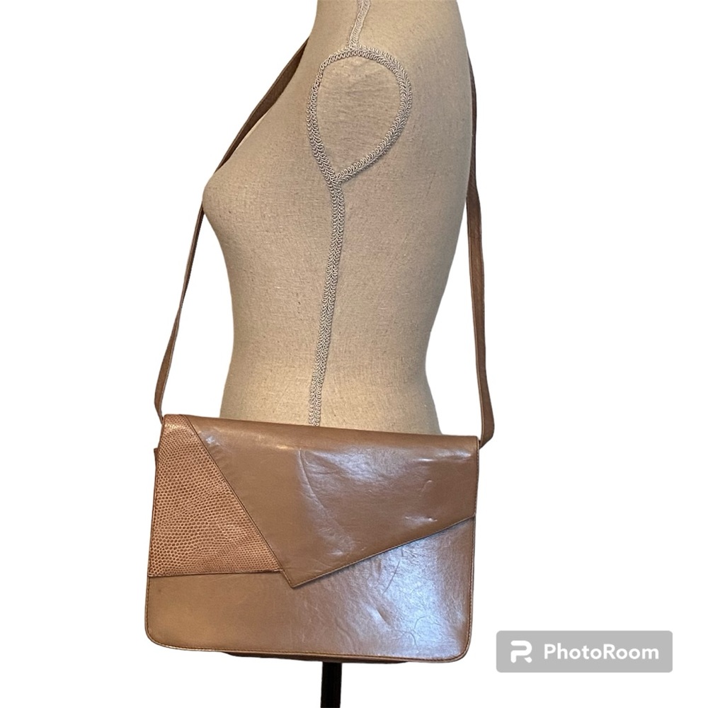 BALLY BAG CONVERTIBLE CLUTCH SHOULDER TAUPE LEATHER GRAY BROWN VINTAGE ITALY